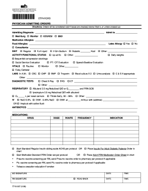 Physician Admitting Orders