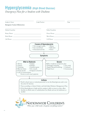 Emergency Plan for Student with Diabetes