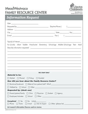 Family Resource Center Information Request Form