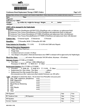 Continuous Renal Replacement Therapy Orders