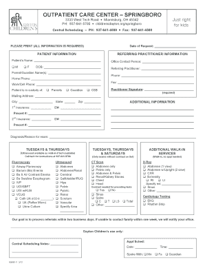 Outpatient Care Center Referral Form