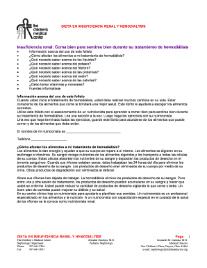 DIETA EN INSUFICIENCIA RENAL Y HEMODIALYSIS