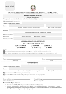 Richiesta di rilascio certificato