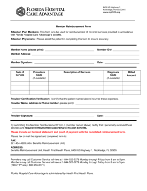 Member Reimbursement Form