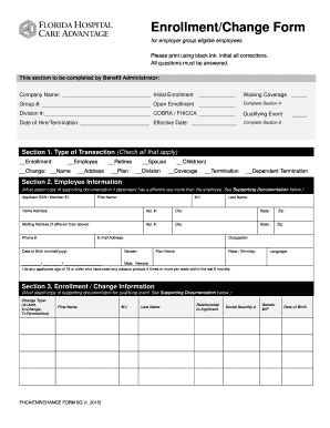 Florida Hospital Care Advantage Enrollment Form