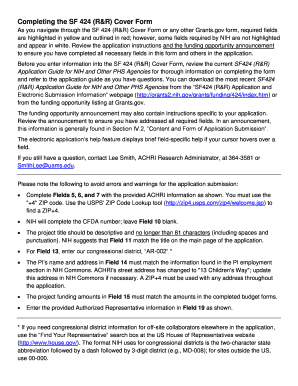 SF 424 (R&R) Cover Form