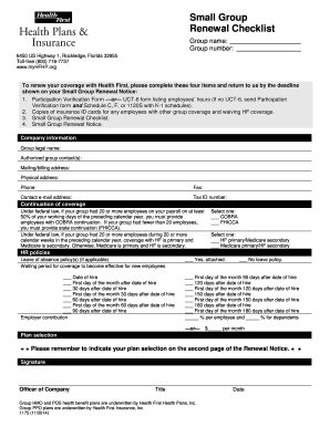 Small Group Renewal Checklist