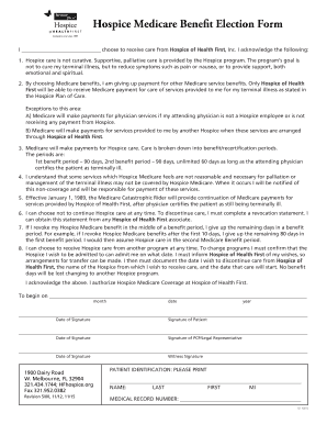 Hospice Medicare Benefit Election Form
