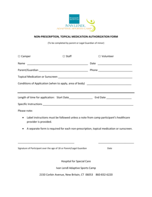 Non-Prescription Topical Medication Authorization Form