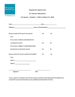 Hospital Flu Vaccine Consent Form
