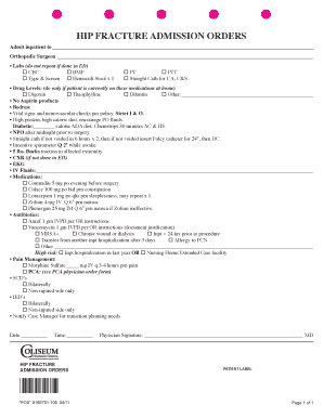Hip Fracture Admission Orders