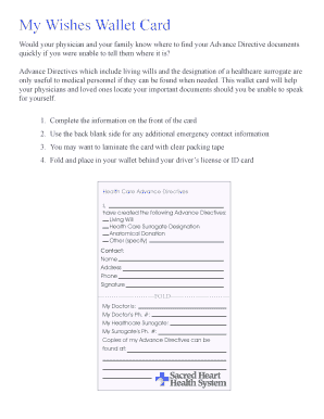Advance Directive Wallet Card