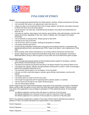 FYSA Code of Ethics Agreement