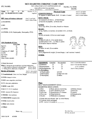 Diabetes Chronic Care Visit Form