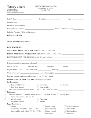 Patient Medical History Form