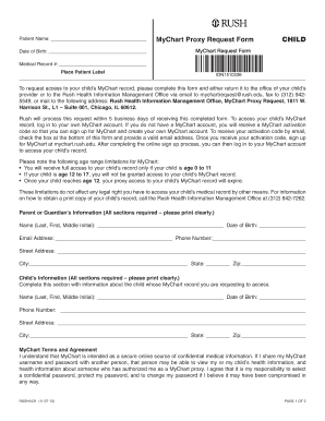 MyChart Proxy Request Form for Child