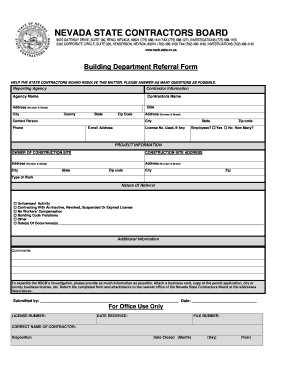 Nevada State Contractors Board Referral Form
