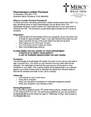 Lumbar Puncture Procedure Consent Form