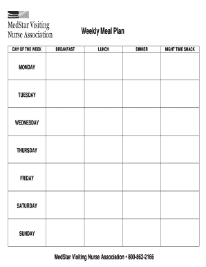 Weekly Meal Plan Template