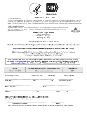Self-Report Credit Form