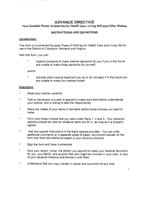 Advance Directive for Health Care