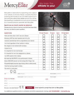 MercyElite Athlete Mental Health Screening Form
