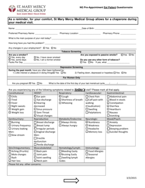 NG Pre-Appointment Patient Questionnaire