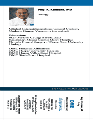 Urology Physician Contact Information