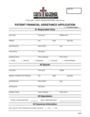 Patient Financial Assistance Application