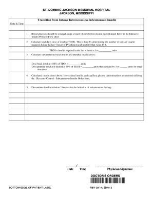 Transition from Intense Intravenous to Subcutaneous Insulin