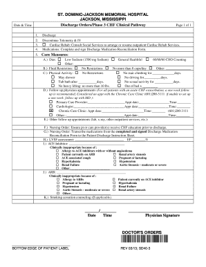 Discharge Orders Form