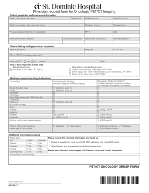 Oncologic PET/CT Imaging Request Form