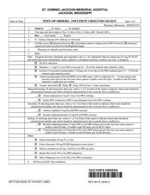 Post-Op Orders Inpatient Urogynocology