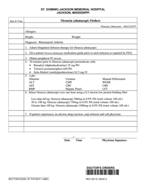 Orencia Infusion Order Form