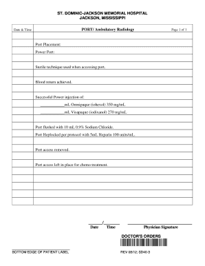 Port Placement Procedure Form