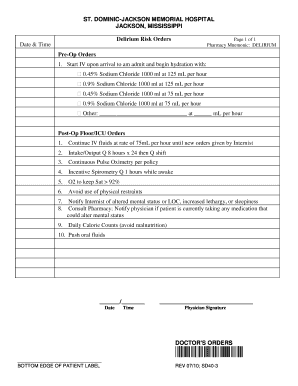 Delirium Risk Orders