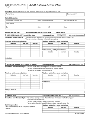 Adult Asthma Action Plan