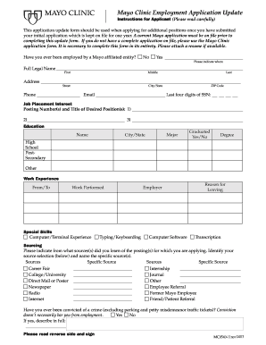 Mayo Clinic Employment Application Update