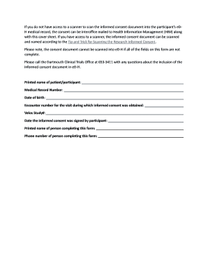 Informed Consent Cover Sheet