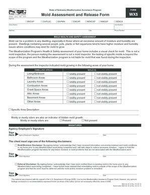 Nebraska Weatherization Mold Assessment Form