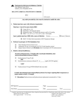 Relative Adrenal Insufficiency Orders