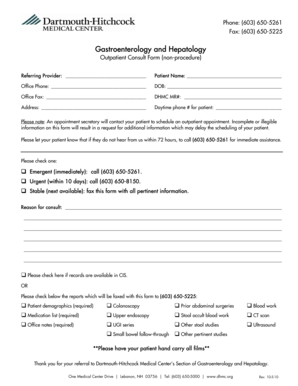 Gastroenterology Outpatient Consult Form