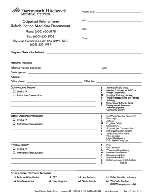 Rehabilitation Medicine Referral Form