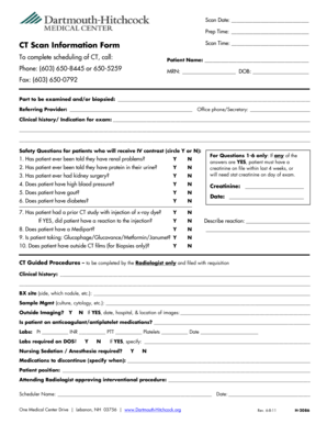 CT Scan Information Form