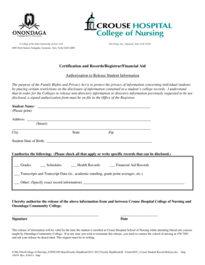 Authorization to Release Student Information