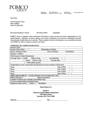 POMCO Dependent Health Insurance Form