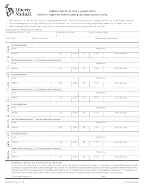 Beneficiary Election Change Form