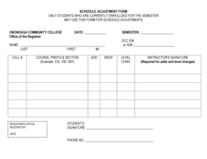 Schedule Adjustment Form