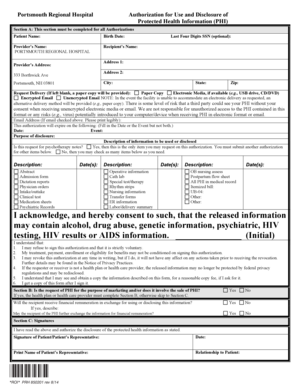 Authorization for Use and Disclosure of Protected Health Information