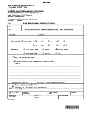 ECT Admission Orders Inpatient Form